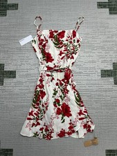 Reformation Dress Womens 6 Red White Floral Wrap Bodycon New