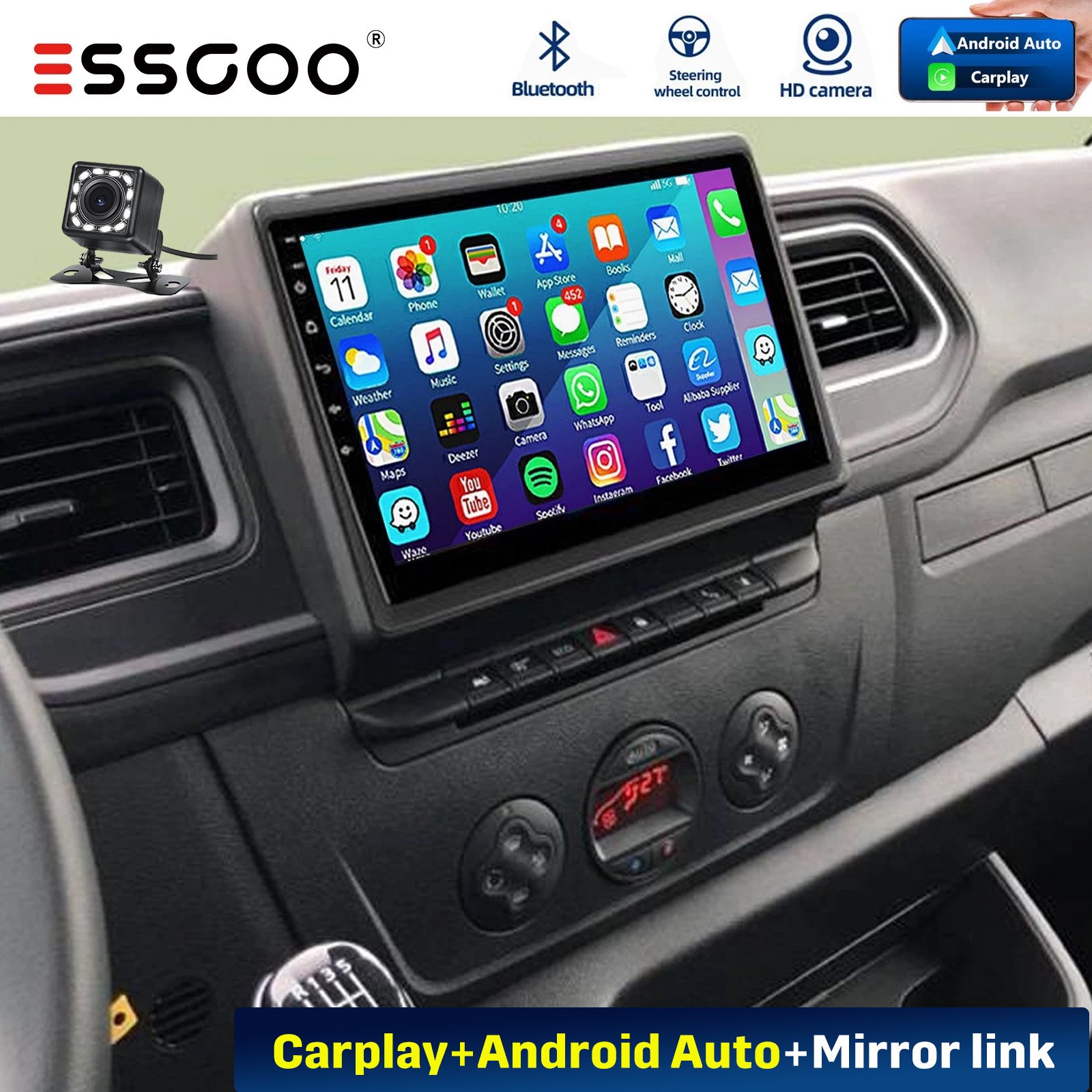 Per Renault Master 3 2019-2023 10" Autoradio Navi Carplay Android 16 GPS BT 5.0