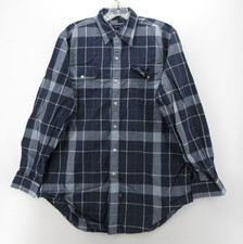 VINTAGE Ralph Lauren Polo Shirt Men Medium Blue Button Up Plaid 90s Heritage 
