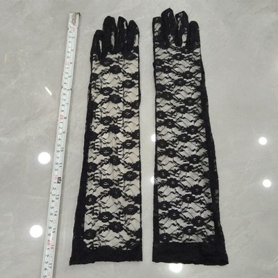 Schwarze lange Spitzenhandschuhe für Frauen Mode Sonnenschutz Arm Ärmel Braut