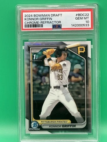 Konnor Griffin 2024 Bowman Draft Chrome Refractor 1st Bowman PSA 10 BDC-22 GEM