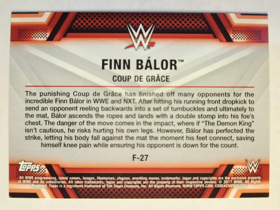 2017 Topps WWE Then Now Forever #F-27 FINN BALOR FINISHERS & SIGNATURE MOVES - Image 2 of 2
