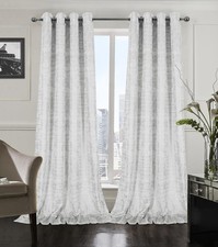 always4u White Soft Velvet Curtains 120 Inch Length Long Luxury Bedroom Curta...