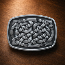 Celtic Keltic Knot Rectangle Metal Belt Buckle Irish Scottish Silver Tone Mens