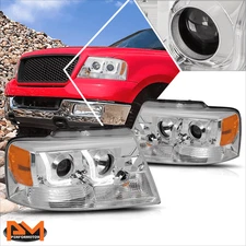 For 04-08 Ford F150/Mark LT Dual LED DRL Projector Headlight/Lamp Chrome/Amber