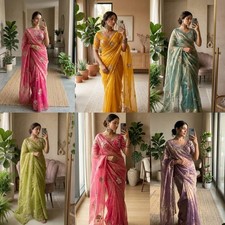 SAREE BLOUSE READYMADE DESIGNER SARI CHOLI INDIAN PARTY WEAR BOLLYWOOD DRESS