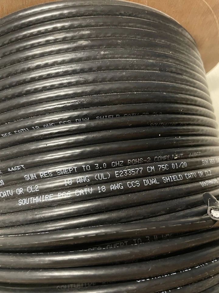 Southwire RG6 Coaxial Cable Spool - Dual Shield CATV 18 AWG - ~400ft Left - Used - Image 4 of 4