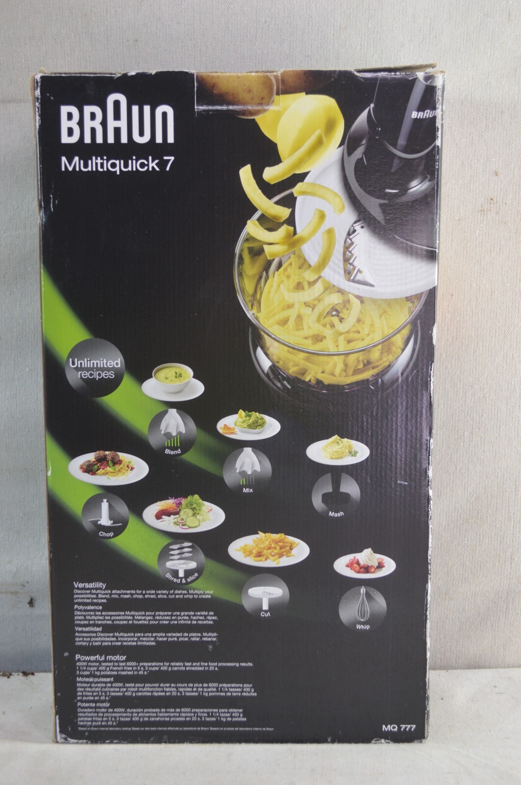 Braun Multiquick 7 MQ777 Hand Blender Chopper Whisk Mash Whip Cut 400w Black