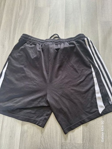 MENS ADIDAS BLACK WHITE DRAWSTRING SPORTS SHORTS UK 46" L / XL ?? W USA 2xl - Picture 2 of 9