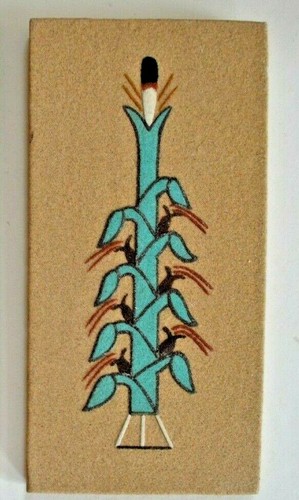 Zwei Navajo Sandmalerei Kunst - signiert 4" x 8" - Bild 3 von 5