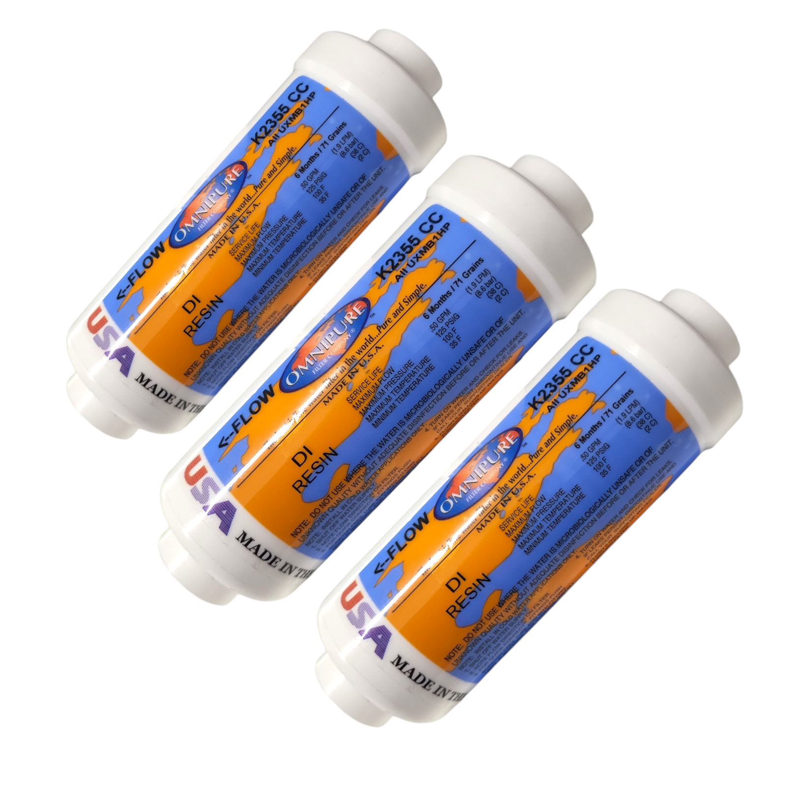 Omnipure K2355-CC Inline DI Resin 6x2 DI Mixbed Filter Elbow