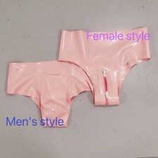Pink Latex Couple Briefs Rubber Shorts Handmade 0.4mm Latex Fetish ClubWear BDSM