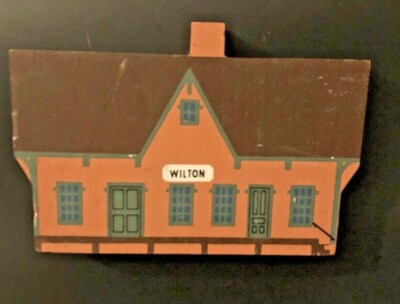 Vintage Wilton Connecticut Railway Depot Wood House Model FOLK ART 