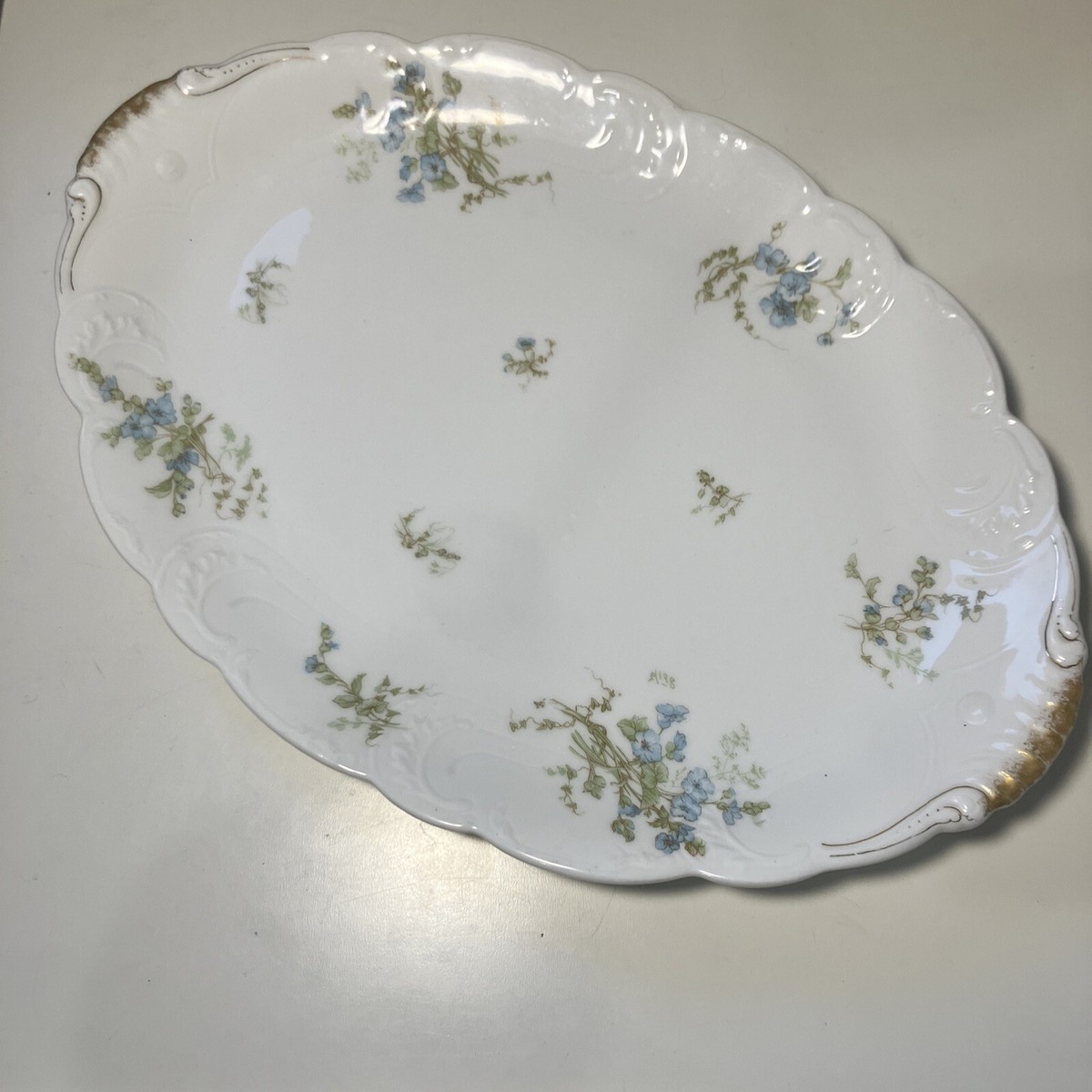 Haviland Limoges Platter Blue Flowers With Green Leaves France | eBay