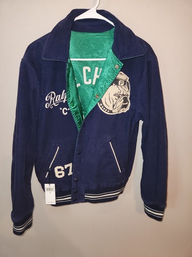 Neu mit Etikett Ralph Lauren Polo grün Satin blau Cord College-Jacke - Herren Small - Bild 6 von 12