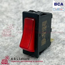 RED Mains 240v Illuminated Rocker Switch ON / OFF 240v Caravan Panel - 320005