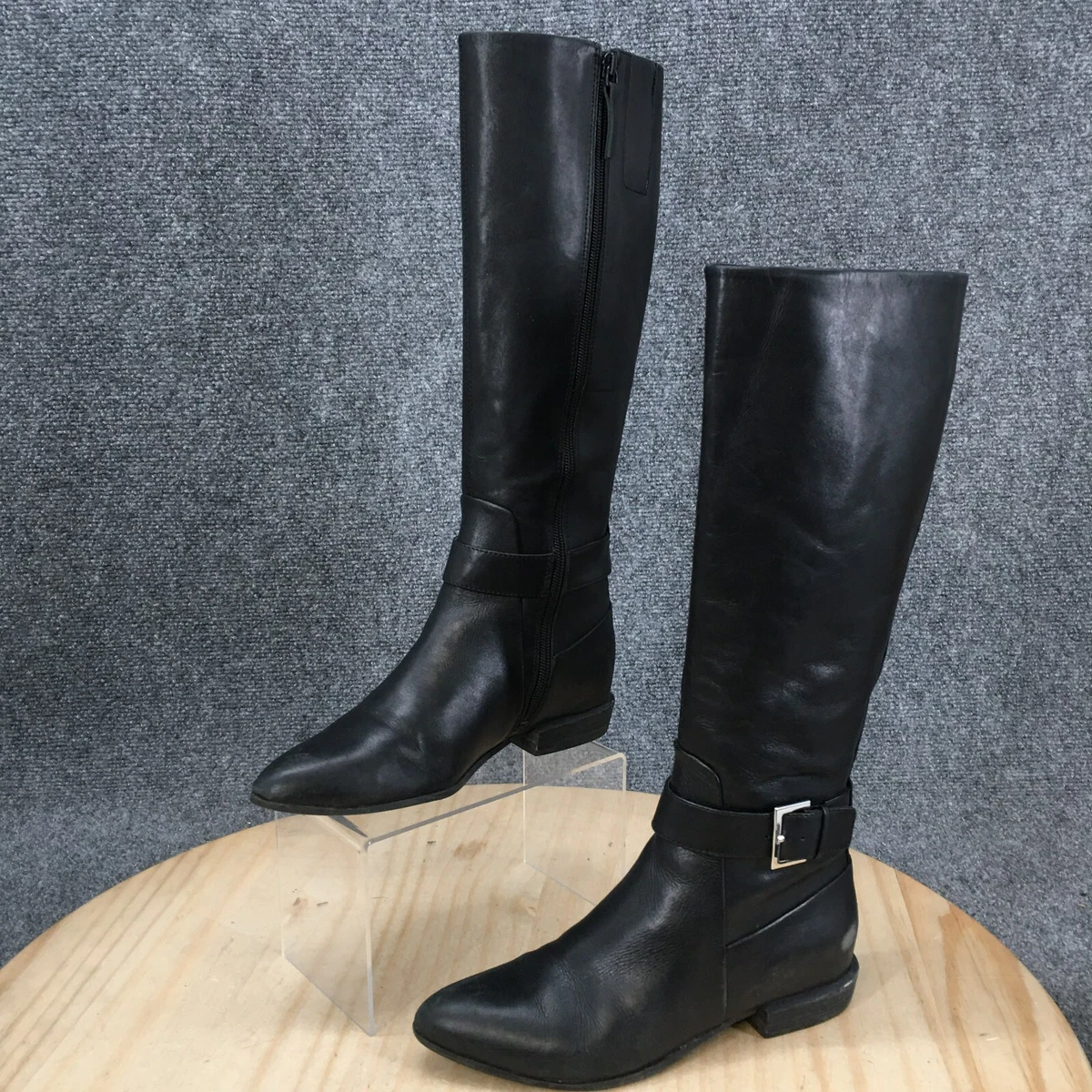Nine West Riding Boots Womens 6 M Diablo Black Leather Knee High