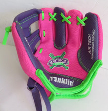 Franklin Air Tech Tee Ball Glove Girls RHT Youth Size 8.5" 22881 Pink Purple