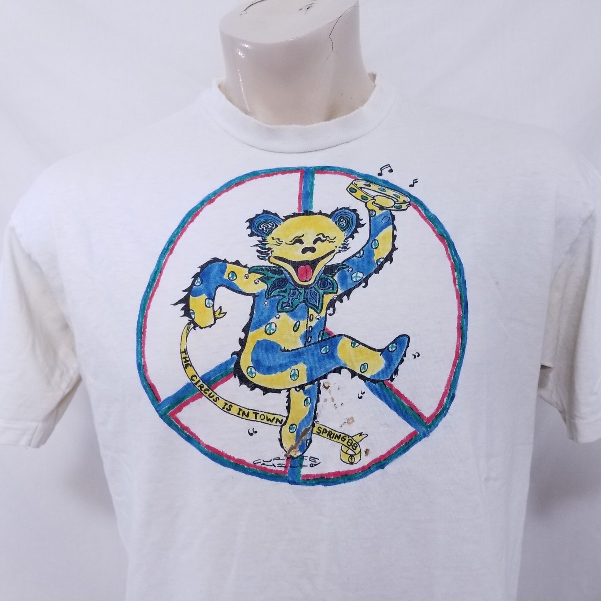 Vintage 1988 Grateful Dead T Shirt Peace Sign Spring Single Stitch 