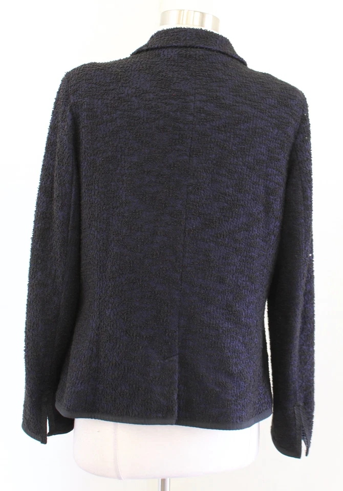 Куртка блейзер Cartonnier Anthropologie темно-синяя черная Nubby Tweed размер 12 - Изображение 4 из 4