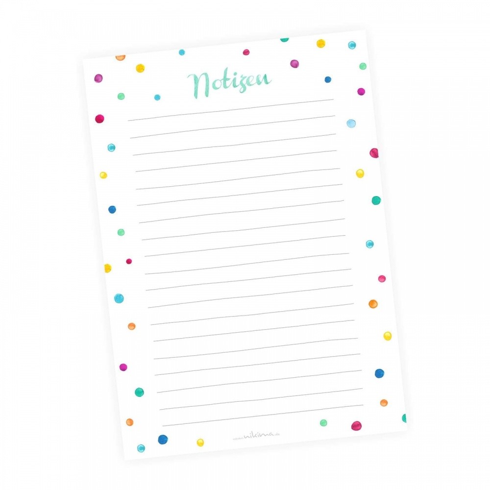 A5 Notizblock bunte Punkte Aquarell Wasserfarben - 50 Blatt to do Liste Einkaufs