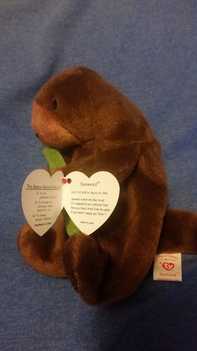 TY BEANIE BABY SEAWEED THE SEA OTTER RETIRED 1996 WITH TAG ERRORS