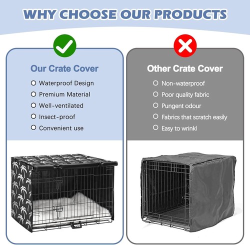 Stylish Black Print Dog Crate Cover - Machine Washable for 24-48 Inch Crates - Picture 5 of 8