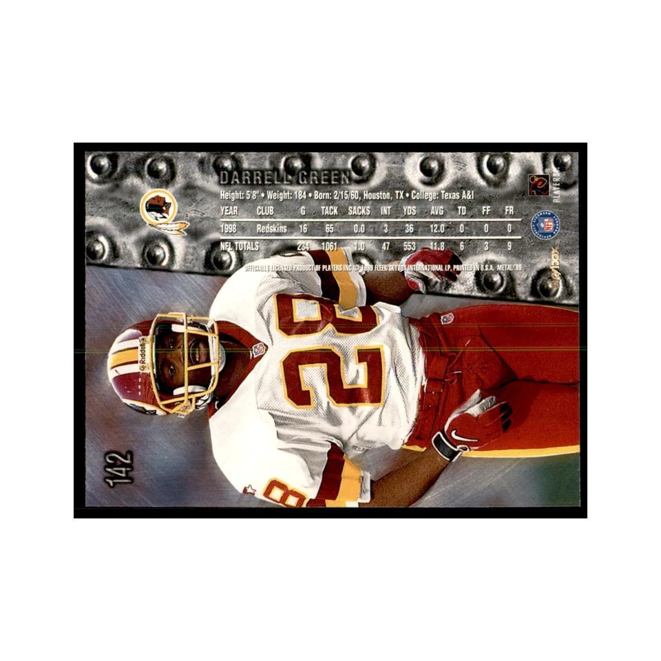 Darrell Green 1999 SkyBox Metal Universe #142 Football Cards Football Card NM - Image 2 of 3