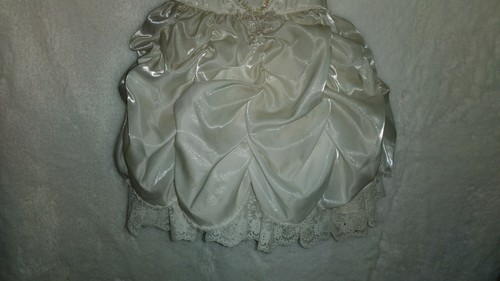 Abito bambina vintage Lida California Usa con perline bianco panna e volant taglia 5 - Foto 4 di 12