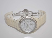 Michael Kors MK-5079 White Chronograph Crystal Bezel 40mm Women Watch