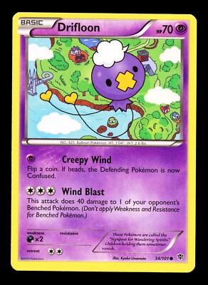 2013 Pokemon Black & White Plasma Blast Drifloon 34/101 NM
