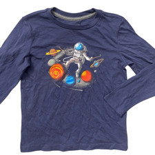 Old Navy Boy s Navy Dark Star Astronaut Planets Long Sleeve Graphic Tee 6-7