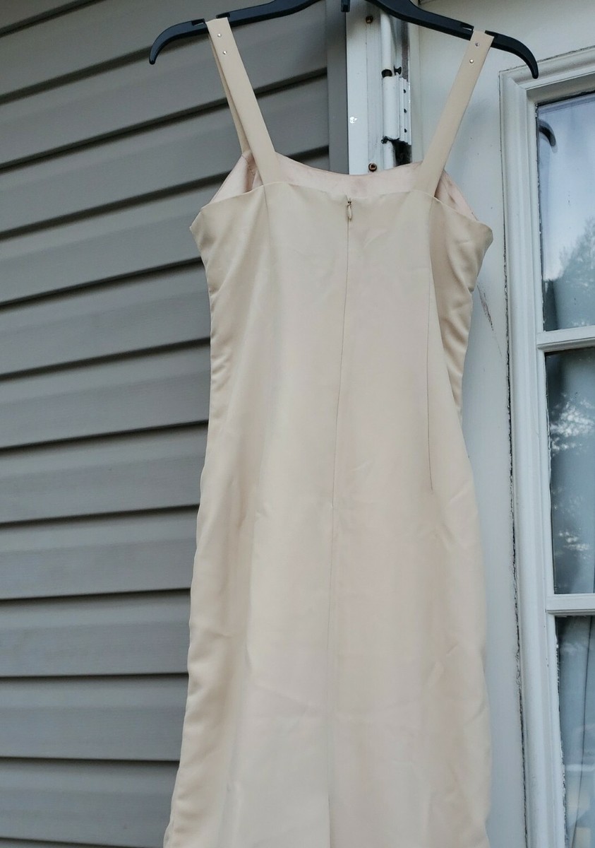 Moshita Couture Womens Dress Sz 8 Beige Long Rhinestone Special Occasion  Evening | eBay