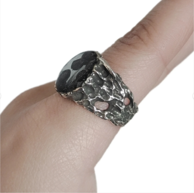 Seymchan pallasite Meteorite Ring S925 silver Ring Jewelry LB086