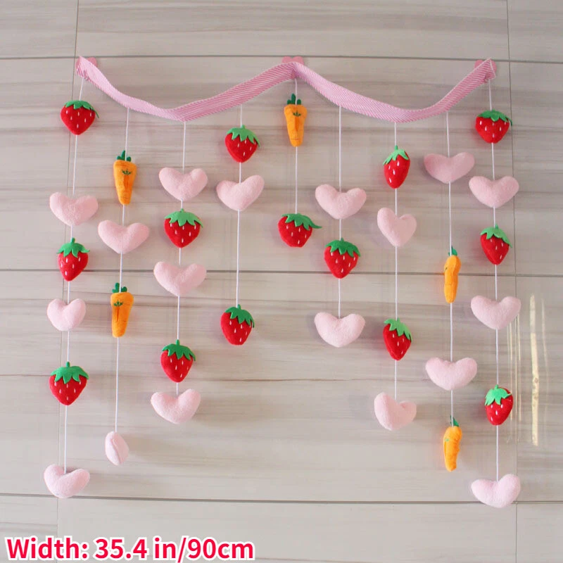 Arched Door Curtain Plush Carrot Strawberry Heart Shaped Home Decor Garlands Art - Image 2 of 4