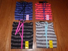 NWT Womens Lukka Full Zip Striped Jacket Hooded Active Orange Blue Gray Black 