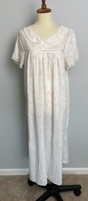 VTG 80's Nightgown Sheer Lightweight Poly Cotton Nylon Blend Pink Flowers Sz M