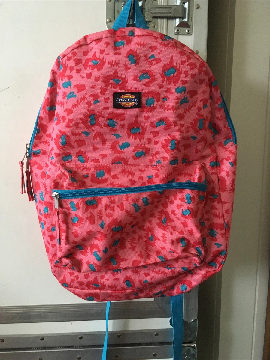 Dickies Pink And Blue leopard print School Book Bag Backpack Cheetah Punk