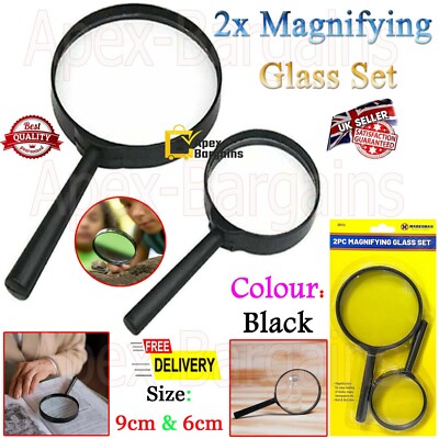 2x kleine/große 60/90mm Lupe Handlupe Lesen Schmuck Lupe