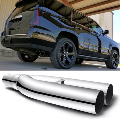 2.5'' In 3'' Outlet 19'' Long Blastpipes Dual Exhaust Muffler For GMC Yukon Denali