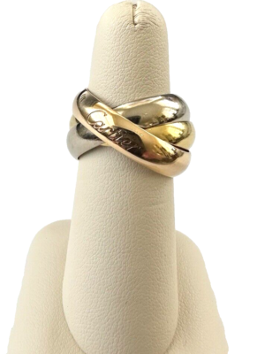 Cartier Large Trinity 18k Tricolor 5 MM Triple Band Ring 16.97