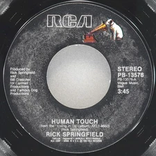 RICK SPRINGFIELD Human Touch / Alyson RCA PB-13576 VG 45 RPM 1983 Synth-pop 7"