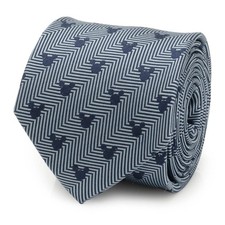 Disney Mickey Mouse Silhouette Blue Herringbone Men's Tie