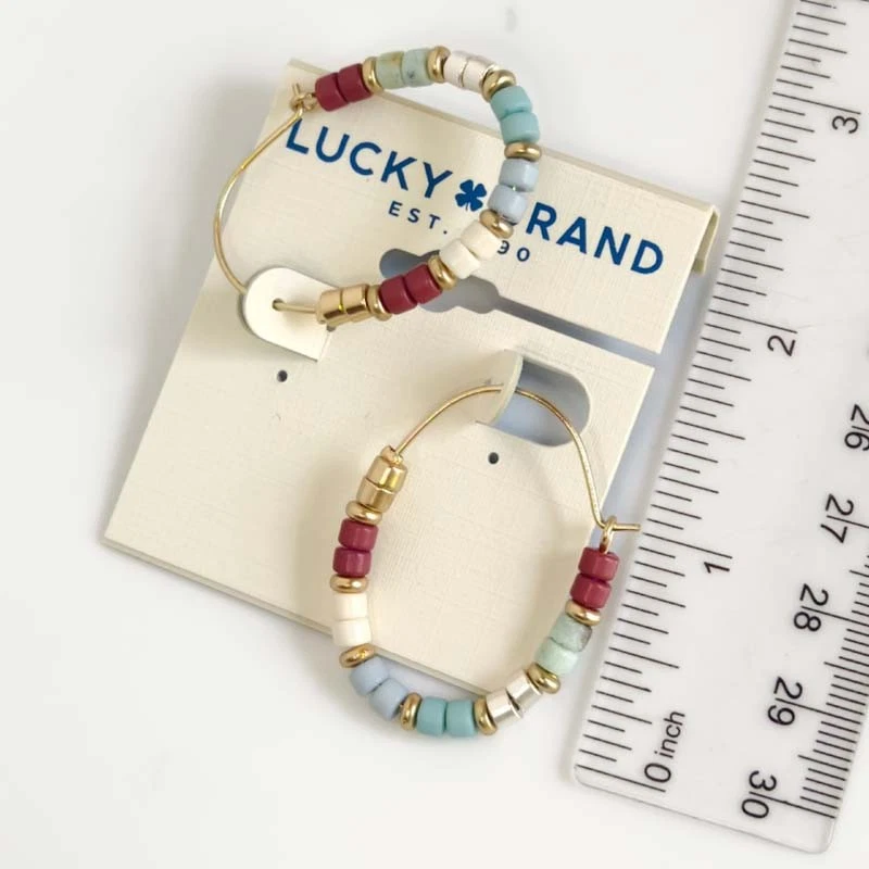 New Lucky Brand Boho Beads Hoop Earrings Gift Chic Women Party Vacation Jewelry - Image 3 of 3