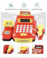 Kids Electronic Cash Register Set Toy Supermarket Calculator Till Pretend Play