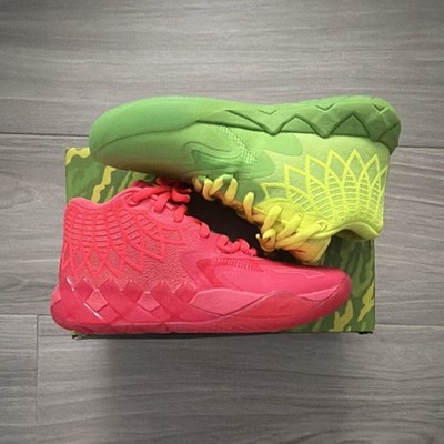 PUMA MB.01 Rick and Morty Mismatched Sneakers Pink Green Yellow 376682-01
