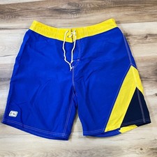 Ocean Pacific Board Shorts Mens 36 Retro Nylon Colorblock Blue Yellow Surf Y2K