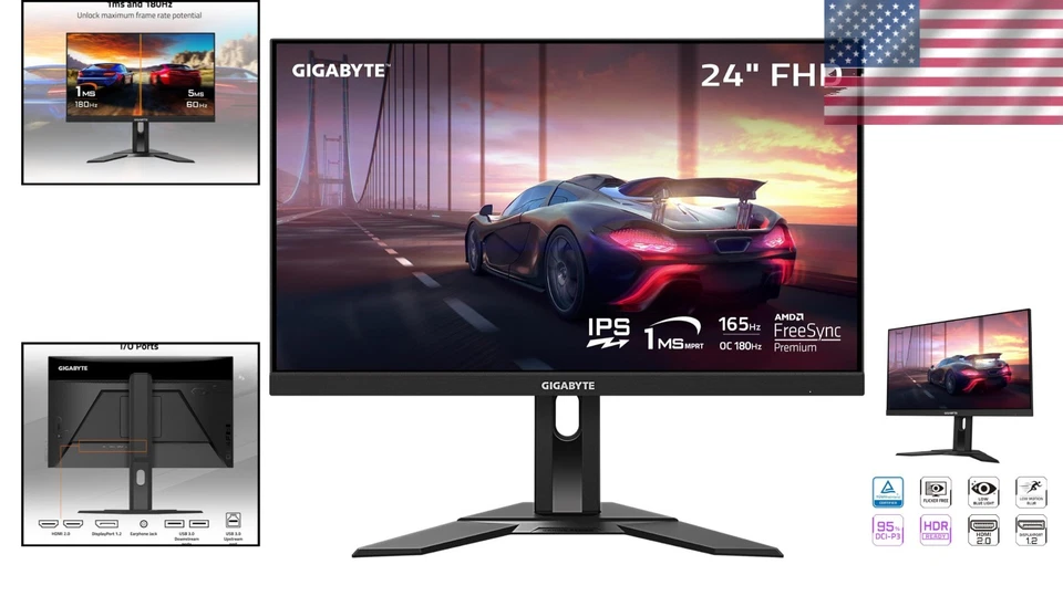 24 Inch Gaming Monitor 1080P SS IPS 1ms 165Hz HDR HDMI USB for Gaming - Image 2 of 4