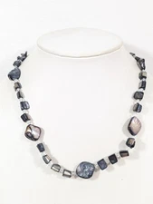 Beachy Boho Gray Shell Beaded Neckalce 20 inch Nautical Vacation