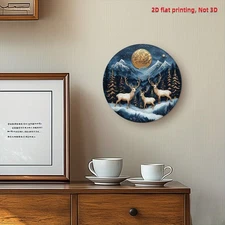 Deer and Pine Theme Aluminum Round Wall Decoration Wreath Design